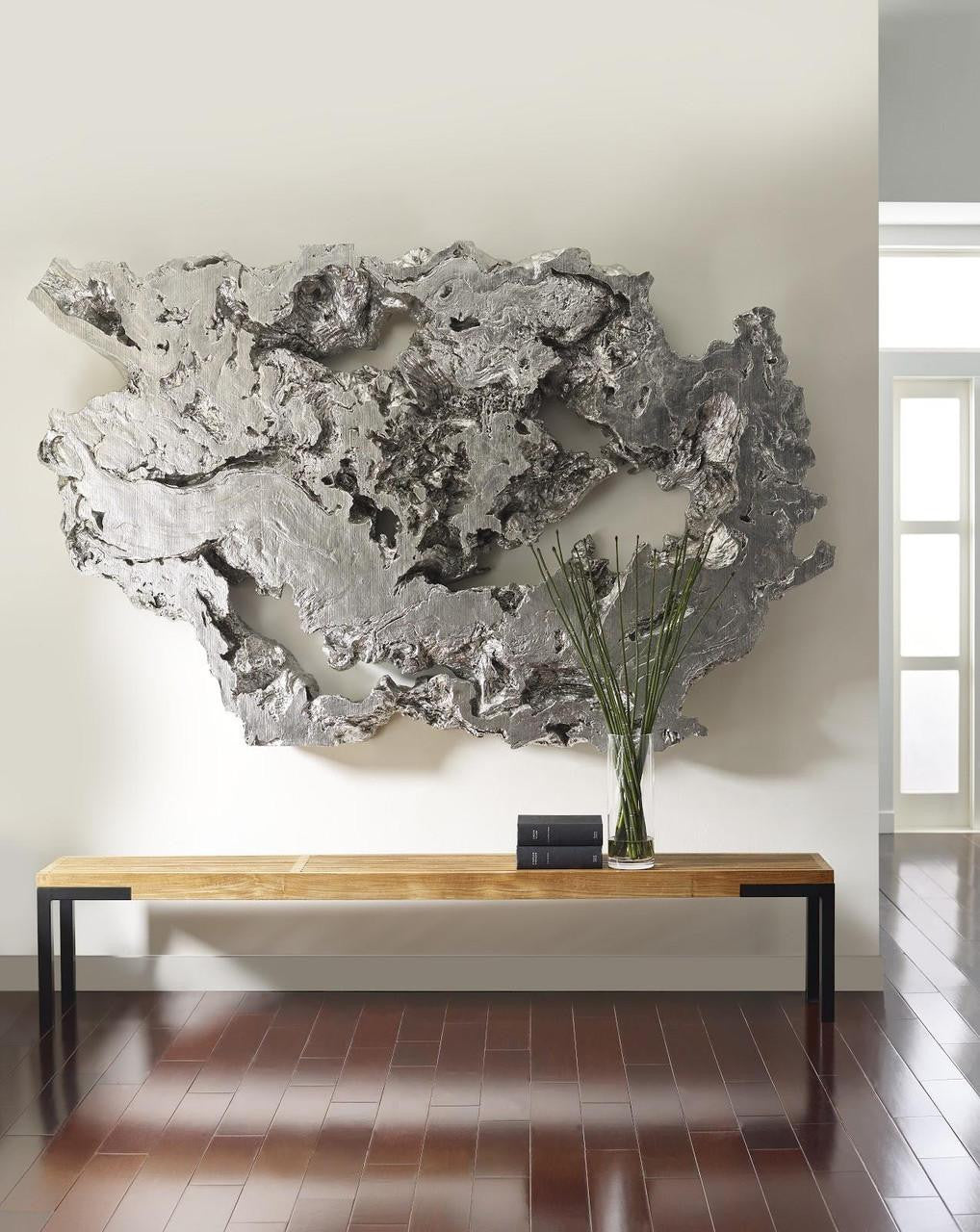 Phillips Collection Burled Wall Sculpture, Silver Leaf, 96"W (PH83683 YV0J07T437)