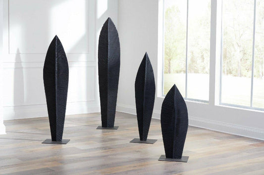Phillips Collection Carved Leaf Medium Sculpture Charcoal