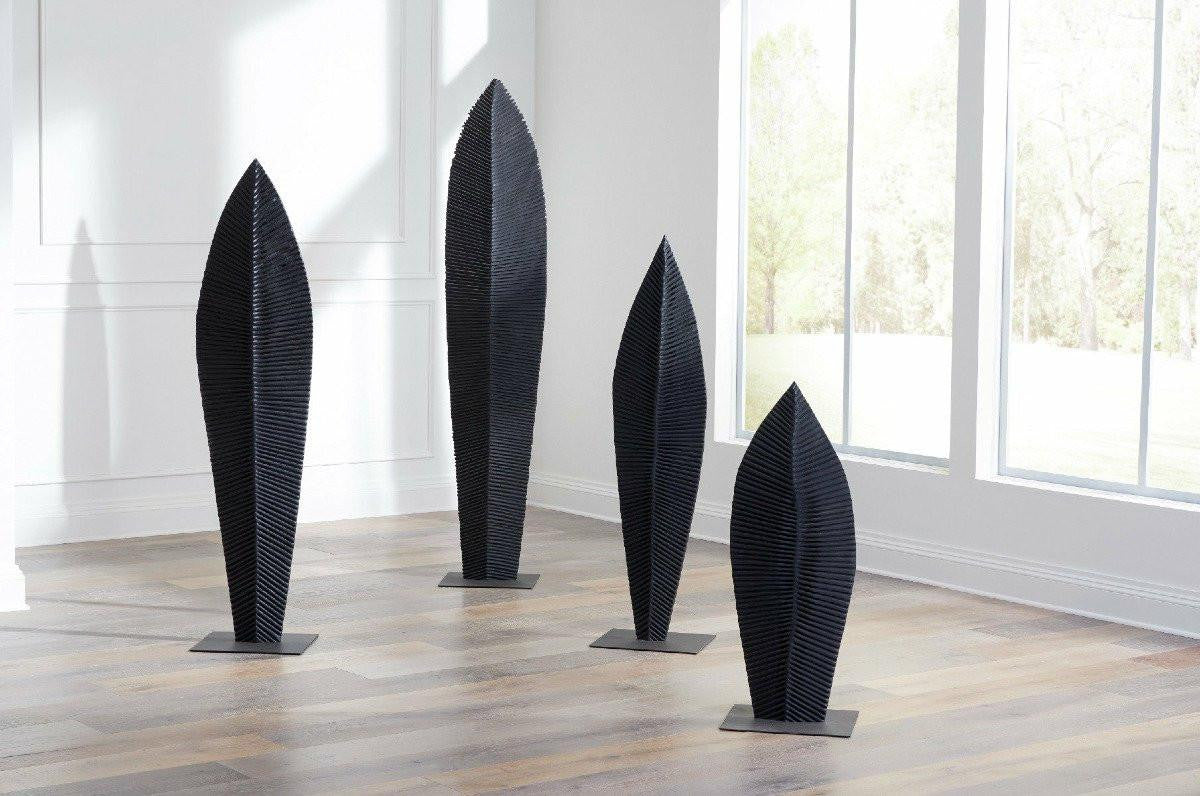 Phillips Collection Carved Leaf X-Large Sculpture Charcoal