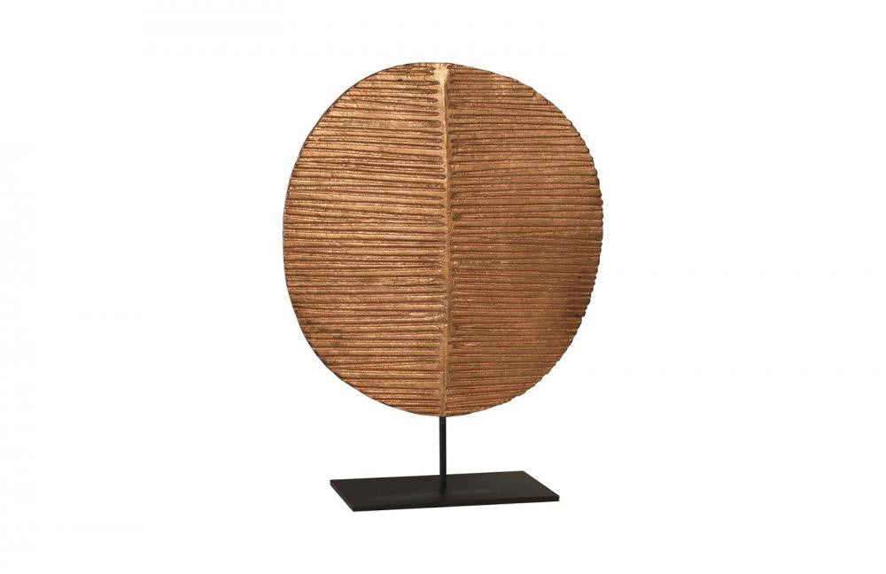 Phillips Collection Carved Leaf Round Sculpture Copper
