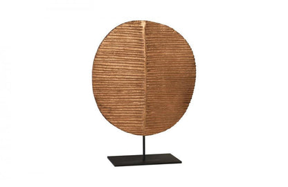 Phillips Collection Carved Leaf Round Sculpture Copper