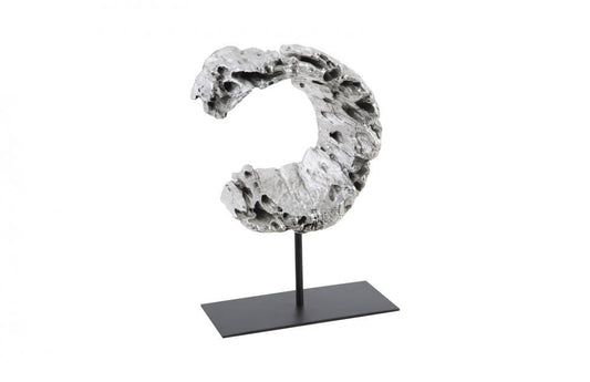 Phillips Collection Cast Eroded Wood Circle Sculpture Silver Leaf, Black