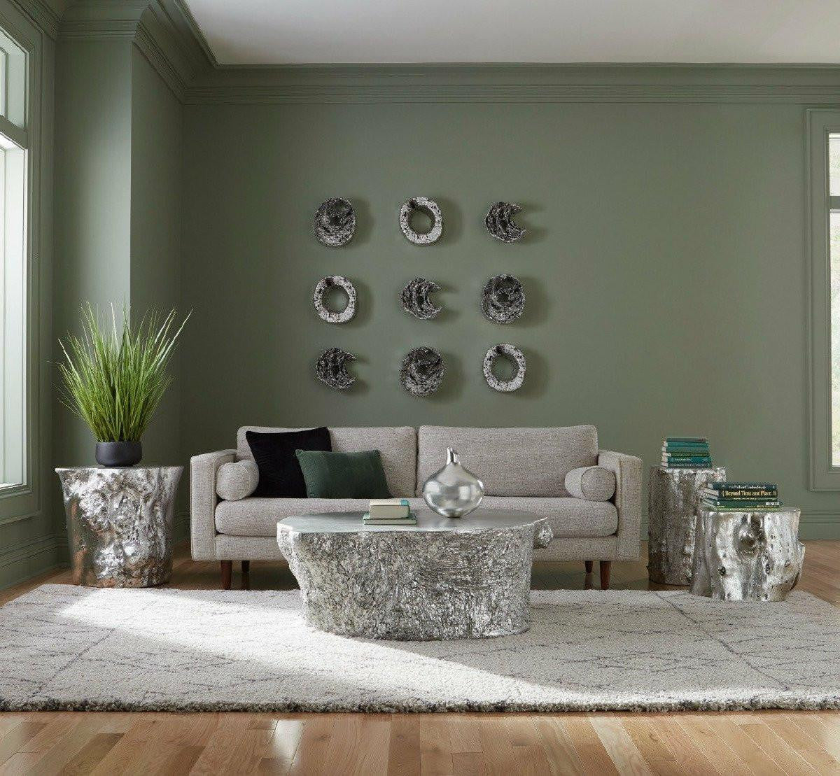 Phillips Collection Cast Eroded Wood Circle Wall Tile, Large, Silver Leaf, 12"W (PH102836 YV0J07T44Y)