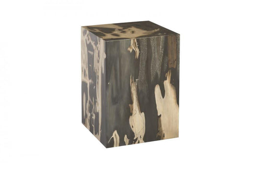 Phillips Collection Cast Petrified Rectangle Wood Stool Aged Wood