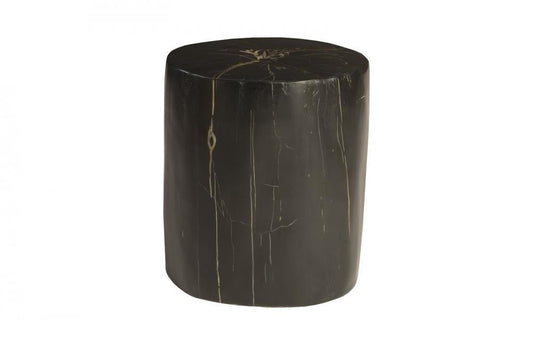 Phillips Collection Cast Petrified Round Wood Stool Black Wood