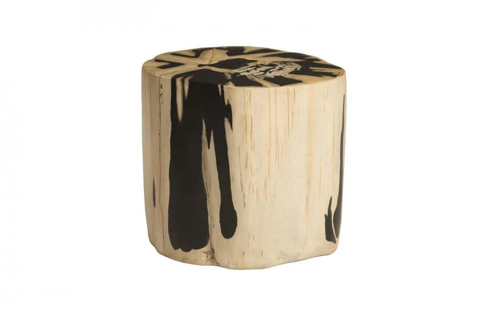Phillips Collection Cast Petrified Irregular Wood Stool Beige, Black