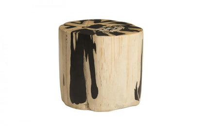 Phillips Collection Cast Petrified Irregular Wood Stool Beige, Black