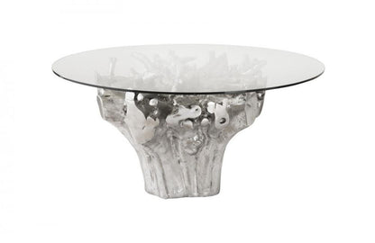 Phillips Collection Cast Root Stone Dining Table Clear, Silver Leaf