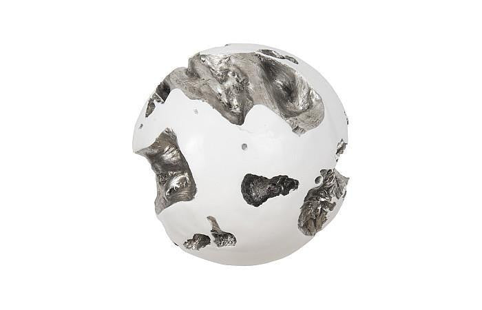 Phillips Collection Cast Root Wall Ball Wall Sculpture, Large, White, Silver Leaf, 18"W (PH67518 YV0J07T52H)