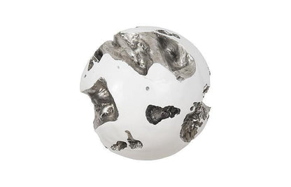 Phillips Collection Cast Root Wall Ball Wall Sculpture, Large, White, Silver Leaf, 18"W (PH67518 YV0J07T52H)