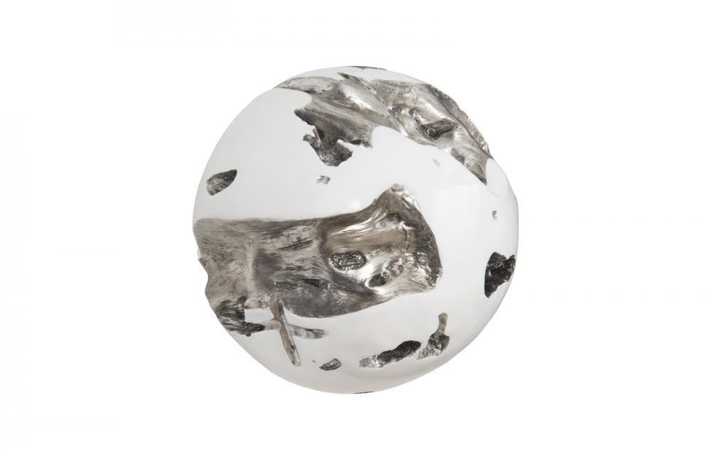 Phillips Collection Cast Root Wall Ball Wall Sculpture, Large, White, Silver Leaf, 18"W (PH67518 YV0J07T52H)