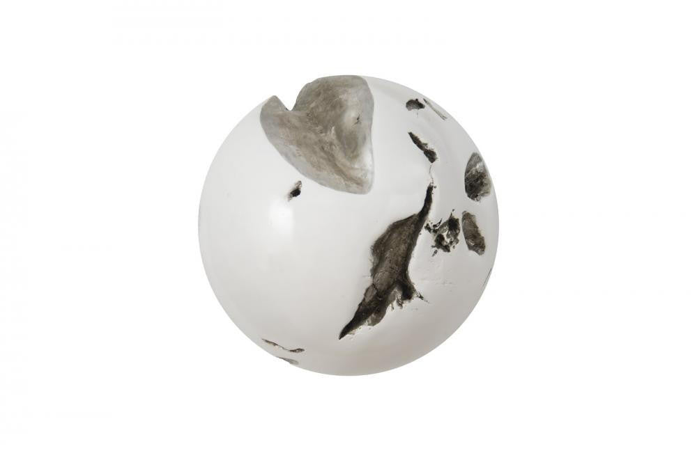 Phillips Collection Cast Root Wall Ball Wall Sculpture, Medium, White, Silver Leaf, 15"W (PH65328 YV0J07T52G)