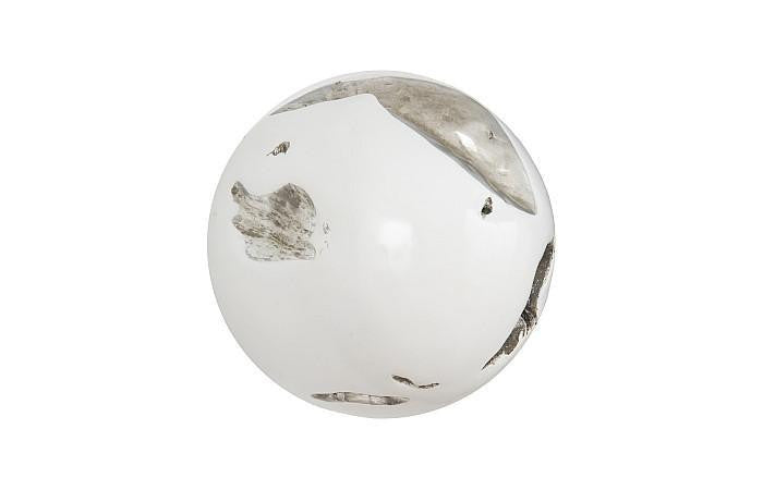 Phillips Collection Cast Root Wall Ball Wall Sculpture, Medium, White, Silver Leaf, 15"W (PH65328 YV0J07T52G)