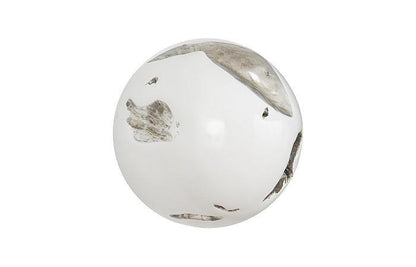 Phillips Collection Cast Root Wall Ball Wall Sculpture, Medium, White, Silver Leaf, 15"W (PH65328 YV0J07T52G)