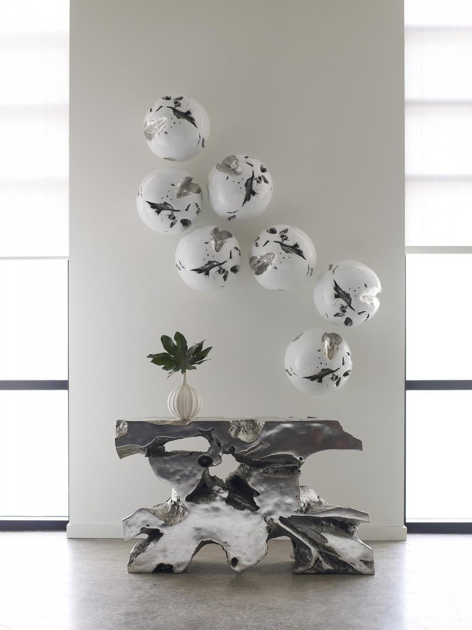 Phillips Collection Cast Root Wall Ball White, Silver Leaf