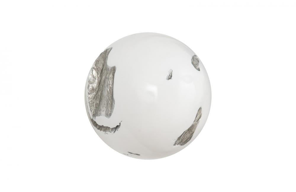 Phillips Collection Cast Root Wall Ball White, Silver Leaf