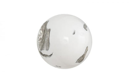 Phillips Collection Cast Root Wall Ball White, Silver Leaf