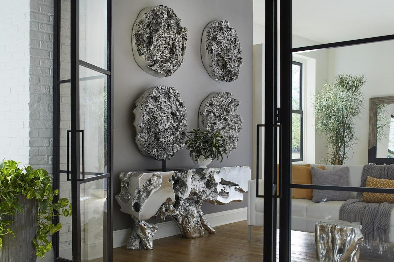 Phillips Collection Cast Root Wall Sculpture, Swirling, Silver Leaf, 32"W (PH107122 YV0J07T52E)
