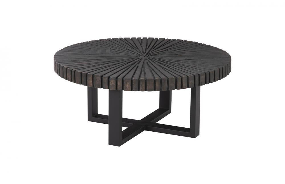 Phillips Collection Chainsaw Coffee Table, Round, Charcoal Top, Black Base, 39"W (TH103560 YV0J07T53K)