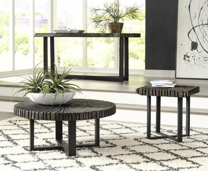 Phillips Collection Chainsaw Coffee Table, Round, Charcoal Top, Black Base, 39"W (TH103560 YV0J07T53K)