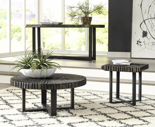 Phillips Collection Chainsaw Coffee Table, Round, Charcoal Top, Black Base, 39"W (TH103560 YV0J07T53K)