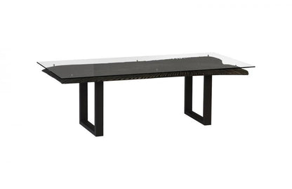 Phillips Collection Chainsaw Dining Table, Clear Glass Top, Charcoal Top, Black Base, 96"W (TH97704 YV0J07T53N)