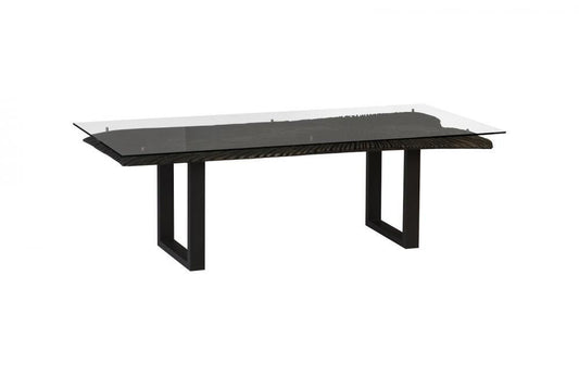 Phillips Collection Chainsaw Dining Table, Clear Glass Top, Charcoal Top, Black Base, 96"W (TH97704 YV0J07T53N)
