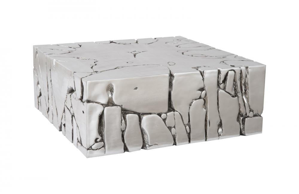 Phillips Collection Chunk Square Coffee Table Silver Leaf