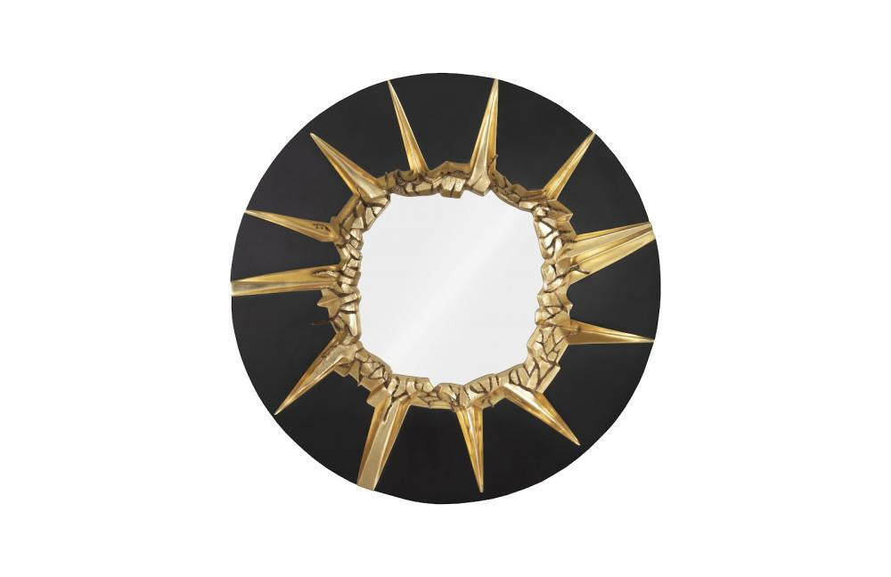 Phillips Collection Circular Cracked Mirror Black, Gold Leaf