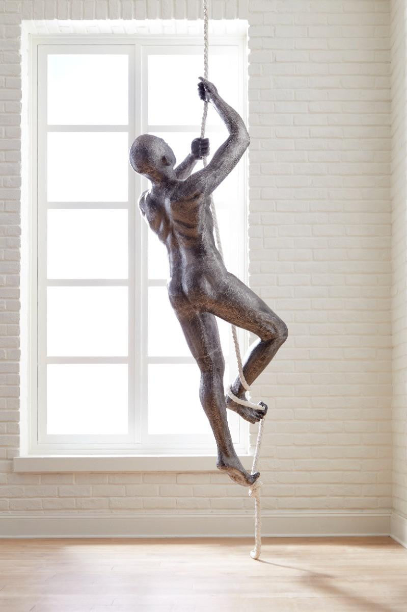 Phillips Collection Climbing Figure with Rope Sculpture, Aluminum, 84"H (ID100690 YV0J07T54E)