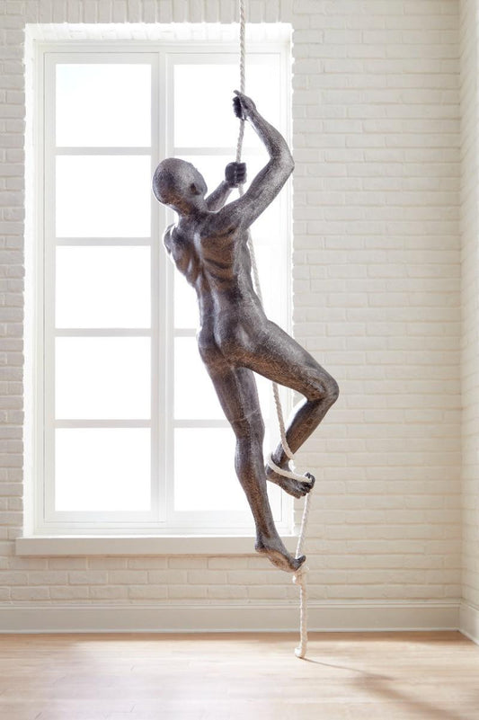 Phillips Collection Climbing Figure with Rope Sculpture, Aluminum, 84"H (ID100690 YV0J07T54E)