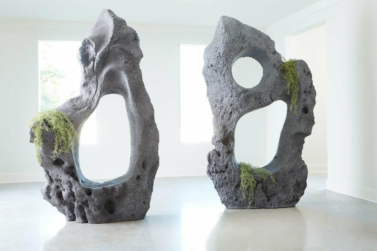 Phillips Collection Colossal Cast Stone Sculpture, Double Hole, Charcoal Gray, 97"H (PH104349 YV0J07T54V)