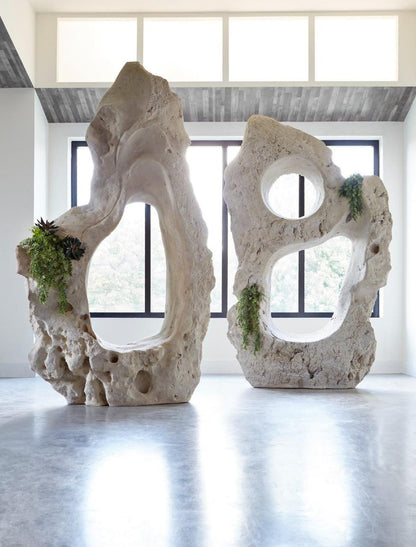 Phillips Collection Colossal Cast Stone Sculpture, Double Hole, Off-White, 97"H (PH94517 YV0J07T54T)