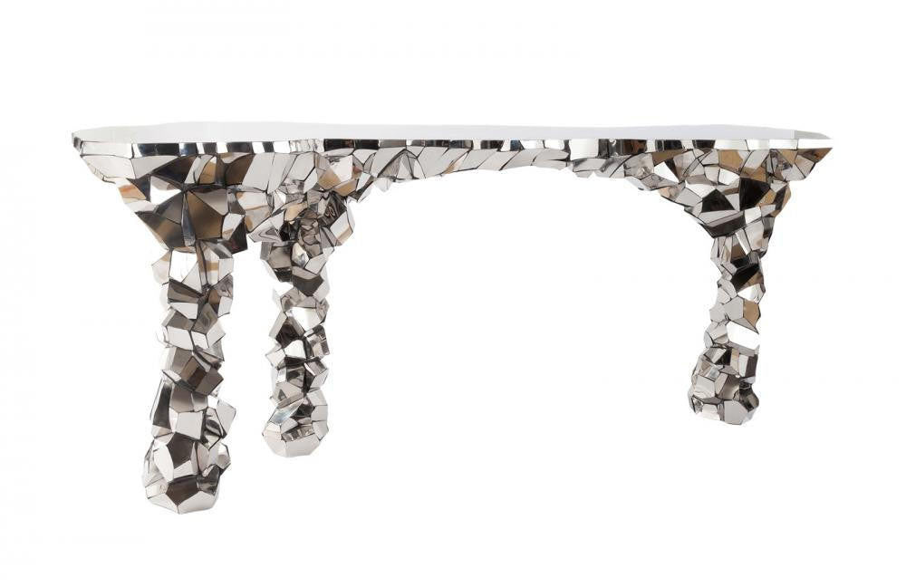 Phillips Collection Crazy Cut Console Silver, Bronze