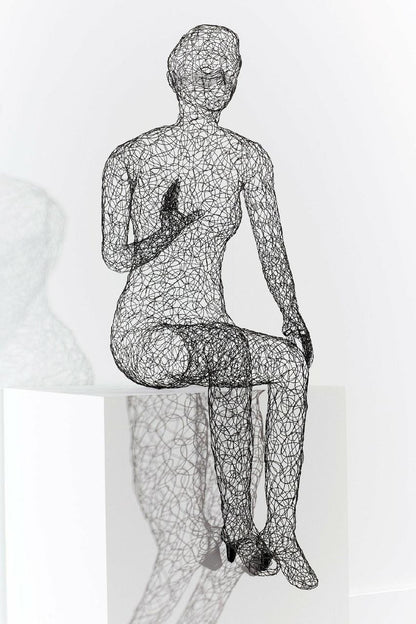 Phillips Collection Crazy Wire Figure Sculpture, Cross-Legged Female, Black, 55"H (CH64909 YV0J07T624)