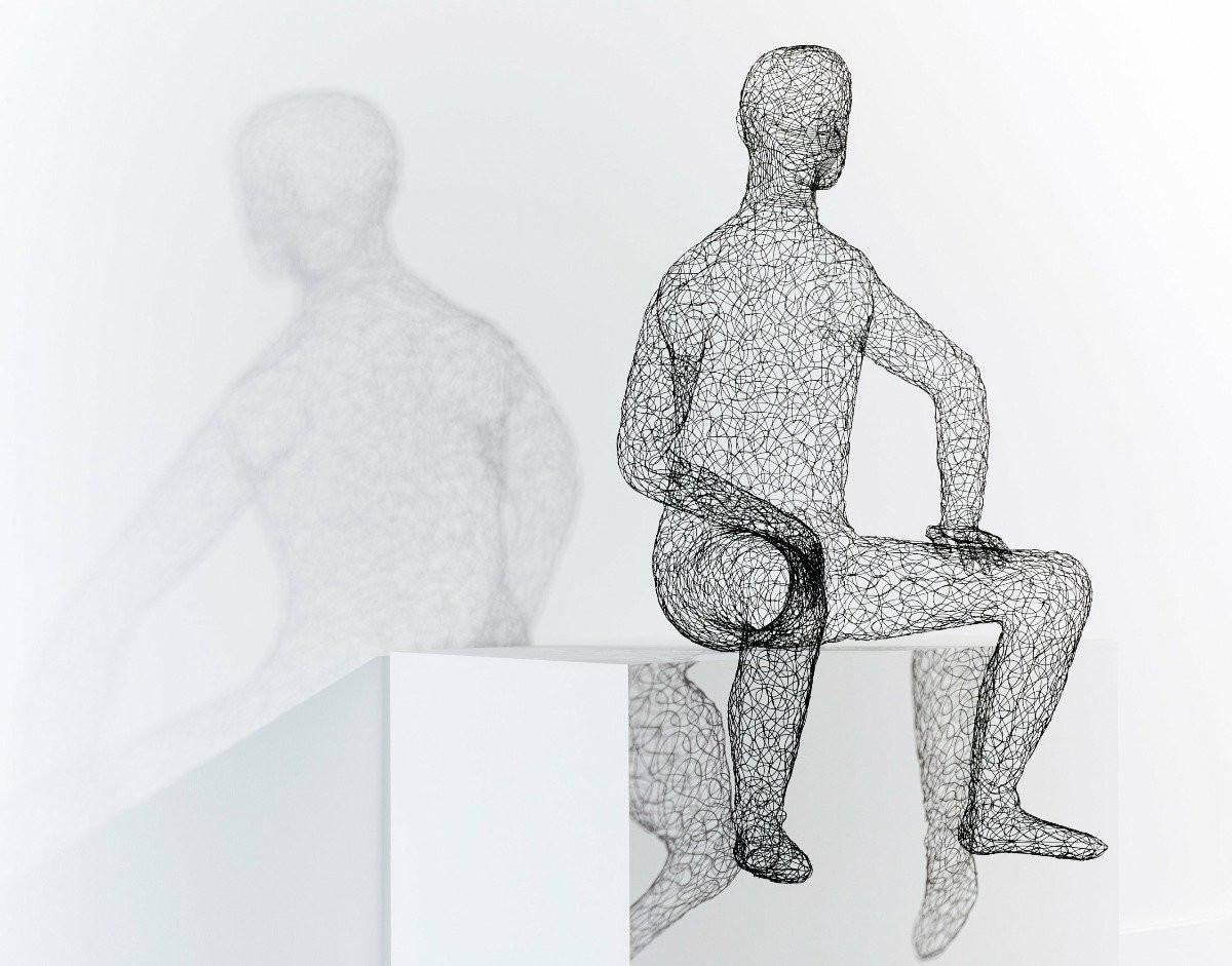 Phillips Collection Crazy Wire Figure Sculpture, Lounging Male, Black, 51"H (CH82089 YV0J07T625)