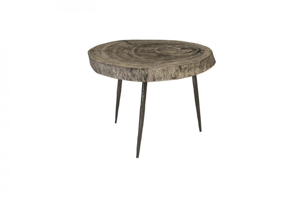 Phillips Collection Crosscut Side Table Graystone, Black Forged