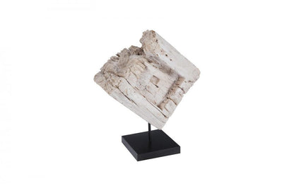 Phillips Collection Eroded Wood Block Sculpture White