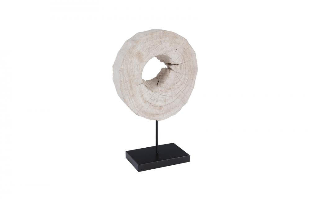 Phillips Collection Eroded Wood Sculpture, Circle, White, Black Base, 20"H (ID102141 YV0J07T70K)