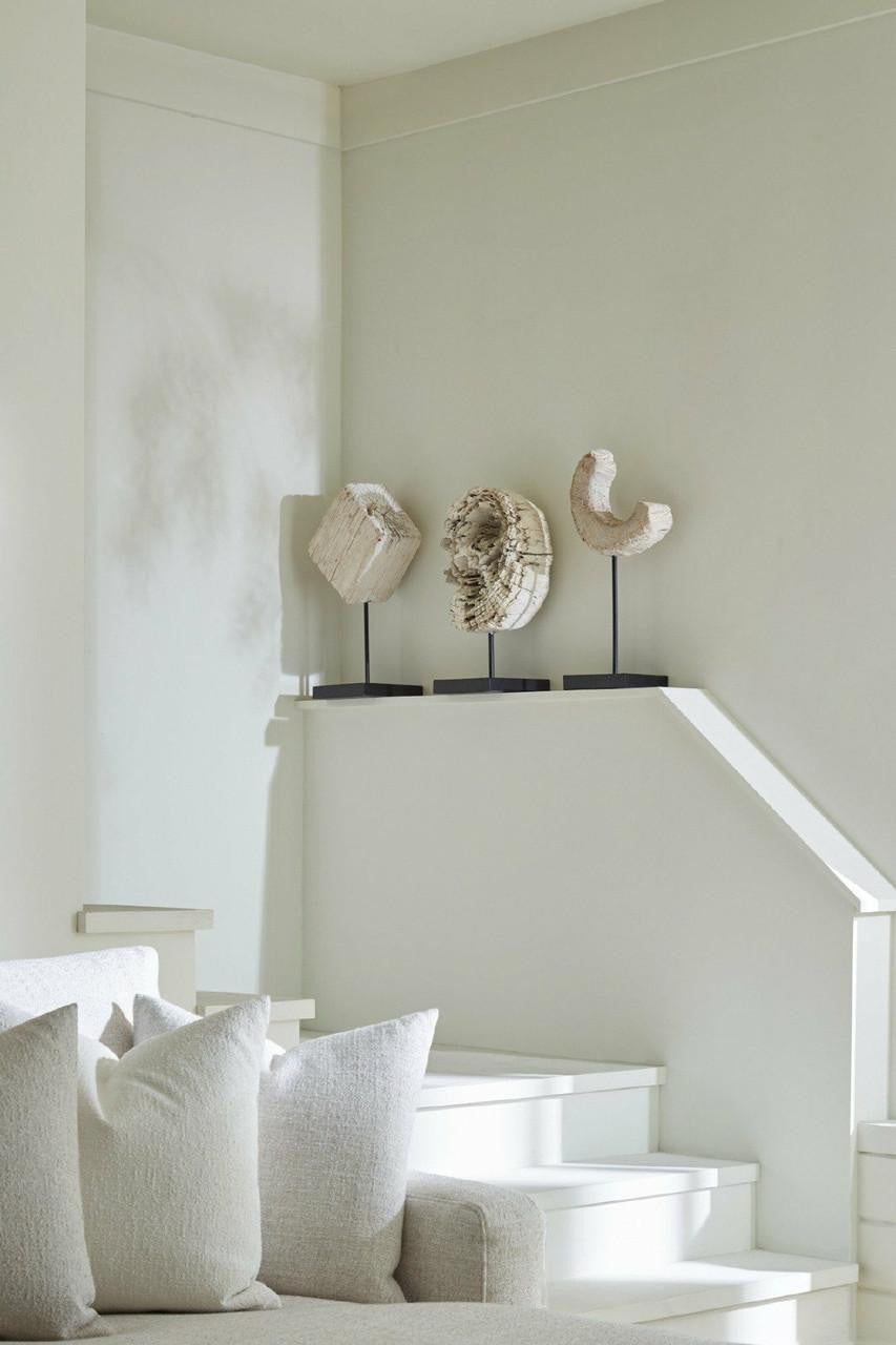 Phillips Collection Eroded Wood Sculpture, Crescent, White, Black Base, 24"H (ID102142 YV0J07T70J)
