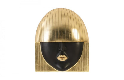 Phillips Collection Fashion Faces Wall Sculpture, Kiss, Large, Black, Gold Leaf, 23.5"W (PH94748 YV0J07T713)