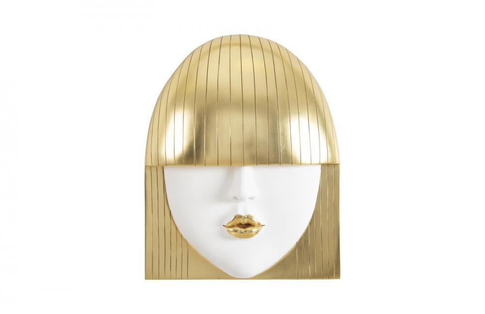 Phillips Collection Fashion Faces Smile Large Wall Art White, Gold Leaf