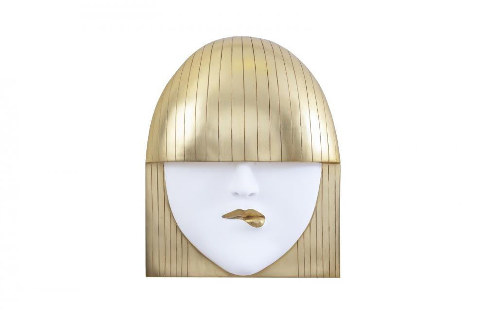 Phillips Collection Fashion Faces Pout Large Wall Art White, Gold Leaf