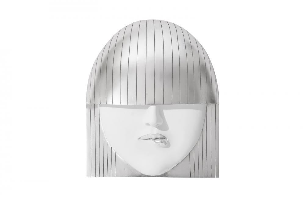 Phillips Collection Fashion Faces Wall Sculpture, Pout, Large, White, Silver Leaf, 23.5"W (PH94747 YV0J07T712)