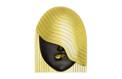 Phillips Collection Fashion Faces Wall Sculpture, Pout Left Wave Hair, Large, Black, Gold Leaf, 23.5"W (PH112030 YV0J07T719)