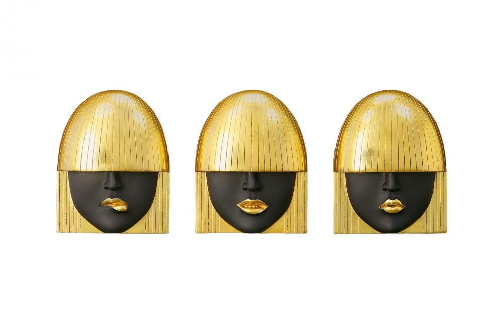 Phillips Collection Fashion Faces Smile Large Wall Art Black, Gold Leaf