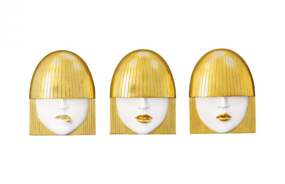 Phillips Collection Fashion Faces Pout Large Wall Art Black, Gold Leaf