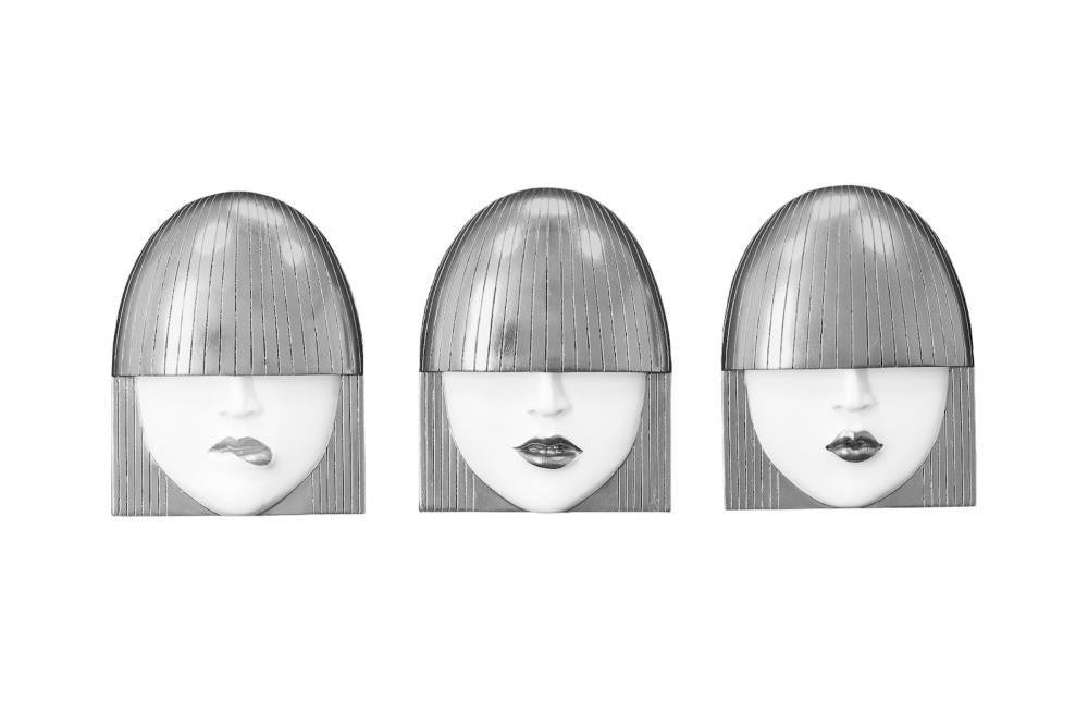 Phillips Collection Fashion Faces Pout Large Wall Art Black, Silver Leaf