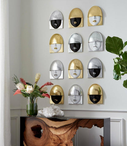 Phillips Collection Fashion Faces Smile Large Wall Art Black, Silver Leaf