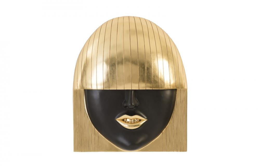 Phillips Collection Fashion Faces Wall Sculpture, Smile, Large, Black, Gold Leaf, 23.5"W (PH94746 YV0J07T711)
